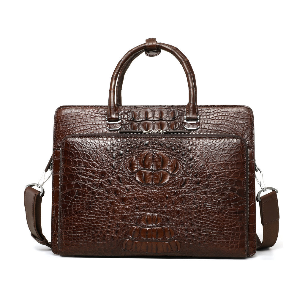 Siamese Crocodile Skin Men's Briefcase Genuine Leather High Quality Business Bag Handbag 