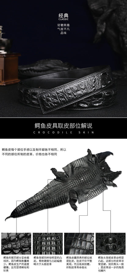 Taiwan Crocodile Skin Osteoderm Men's Belt Genuine Leather No Pieces Smooth Buckle Men Belt No Buckle 