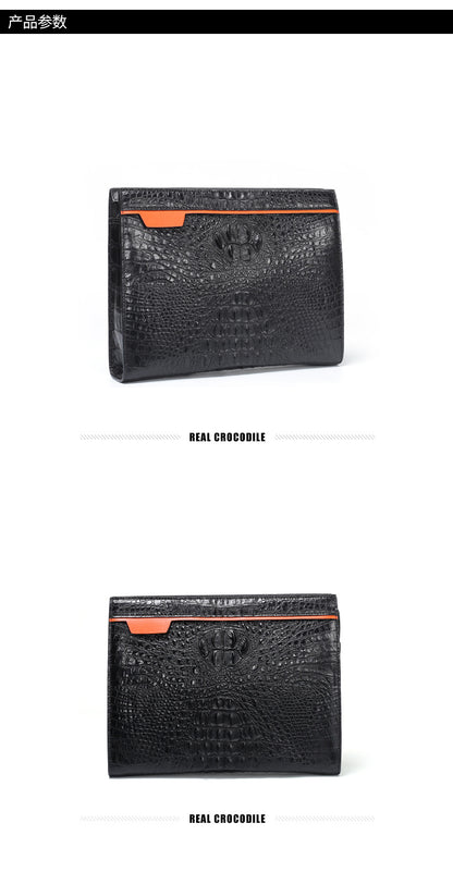 New type crocodile belly skin genuine leather men's handbag casual business large capacity card holder men's bag 