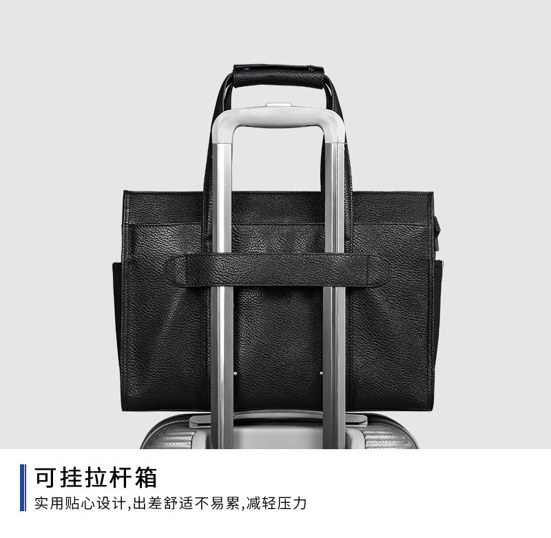 Men's briefcase genuine cowhide leather handbag computer bag business large capacity handbag 