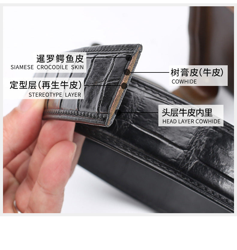 Crocodile skin belt genuine leather unisex 3.4cm casual belt 