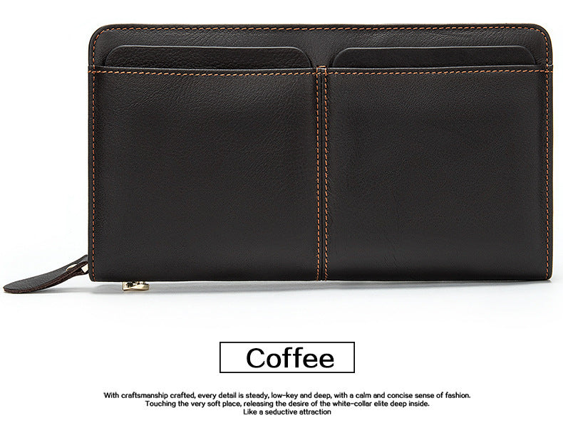 Men's long wallet cowhide clutch bag business wallet for men 