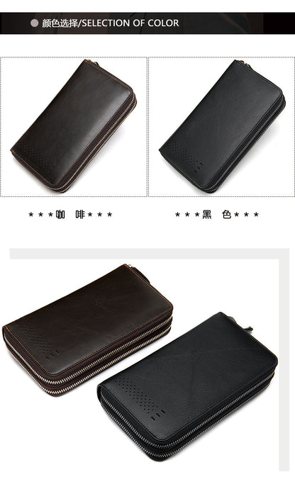 Men's long wallet made of genuine cowhide leather Korean fashion business clutch bag men's wallet card bag 