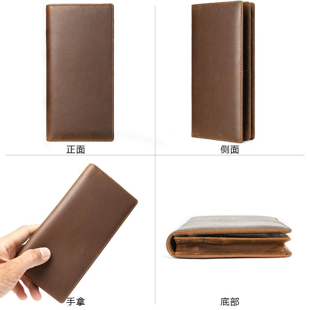 Men's long wallet handmade retro clutch bag coin holder wallet for men 