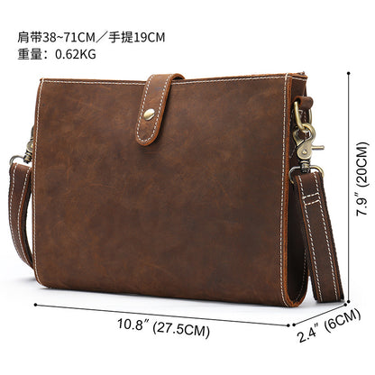 Men's Wallet Genuine Cowhide Leather Retro Crossbody Shoulder Bag Multifunctional Large Capacity Clutch Bag Men's Wallet 