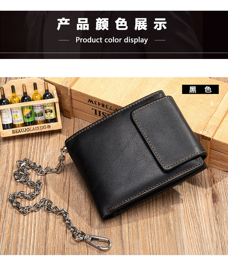 Men's short wallet genuine cowhide leather retro multifunctional men's wallet 