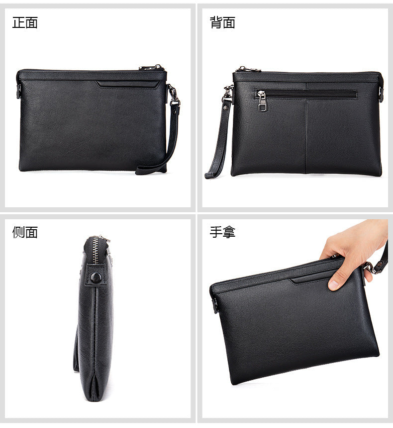 Men's Clutch Bag Cowhide Genuine Leather Korean Fashion Business Men's Wrist Bag 