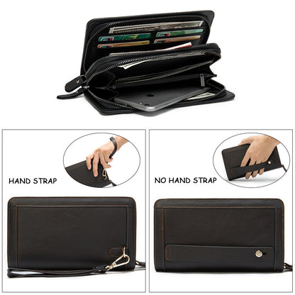 Men's long wallet genuine cowhide leather clutch bag business multifunctional zipper men's wallet 