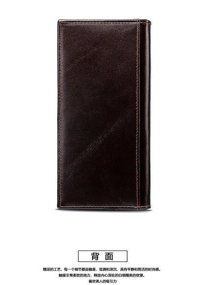 Men's long wallet, genuine cowhide leather, coin purse, card holder, business wallet for men 