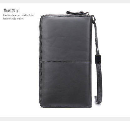 Men's wallet genuine cowhide leather clutch bag large capacity card holder wrist bag for men 