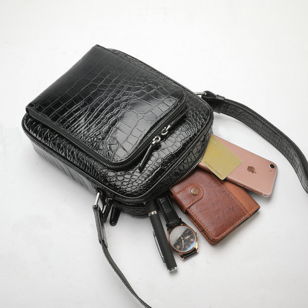 Shoulder bag, crocodile skin, genuine leather, crossbody bag, outdoor, casual, business use 