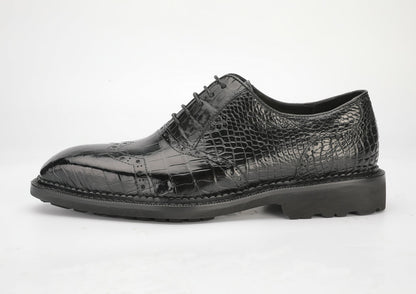 New Crocodile Skin Genuine Leather Men's Leather Shoes Rubber Sole Business Shoes 