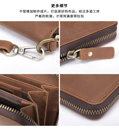 Men's Wallet Genuine Cow Leather Wallet Fashion Large Capacity Clutch Bag for Men 