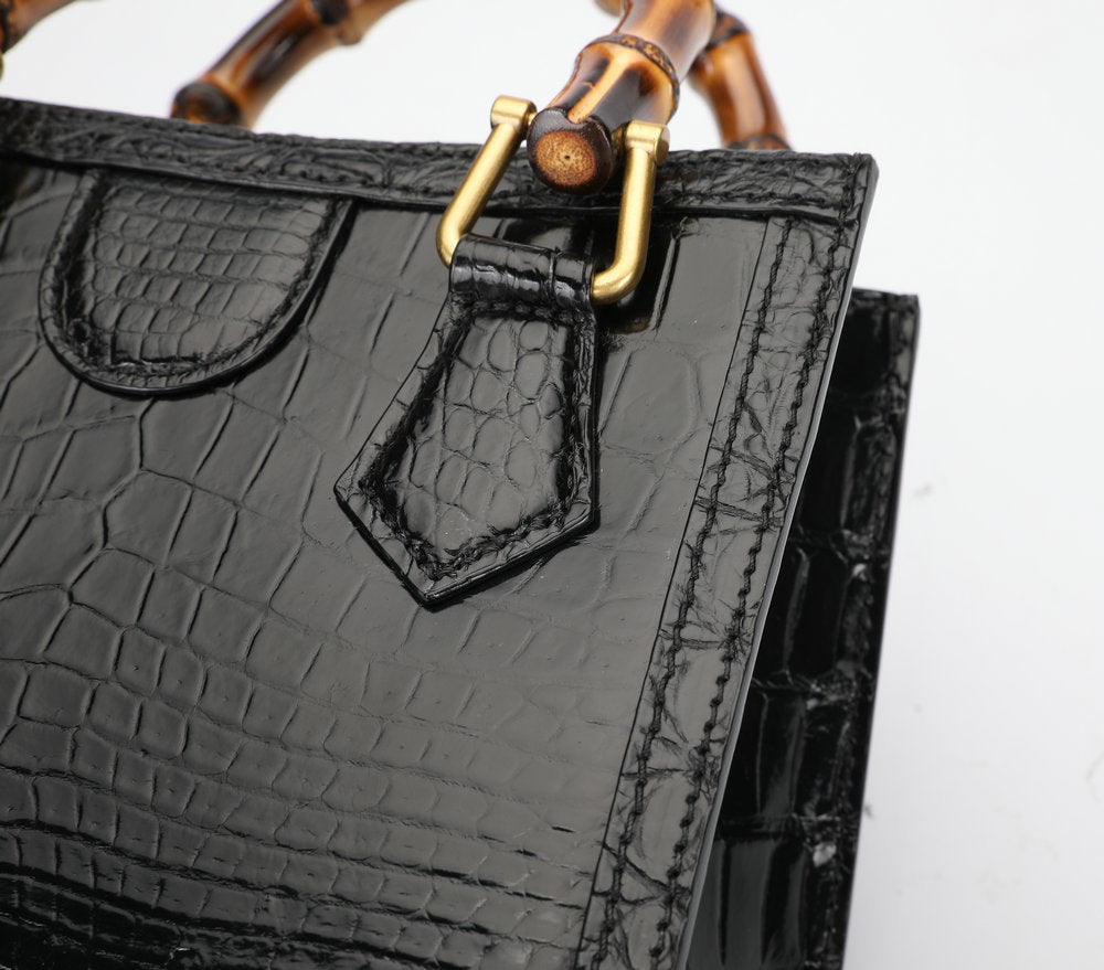 Women's Shoulder Bag Leather Tote Bag Siamese Crocodile Leather Genuine Leather Goes with Anything