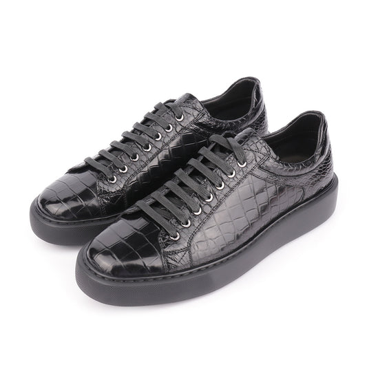 Crocodile Skin Genuine Leather Men's Sneakers Sports Casual Athletic Shoes Simple Fashion Wear-resistant Men's Shoes 