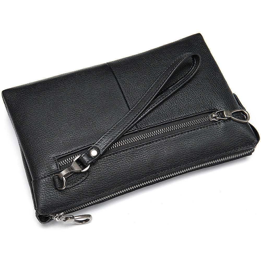 Men's Wallet Genuine Cowhide Leather Clutch Bag Business Large Capacity Wrist Bag Men's Handbag 