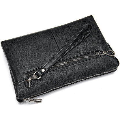 Men's Wallet Genuine Cowhide Leather Clutch Bag Business Large Capacity Wrist Bag Men's Handbag 