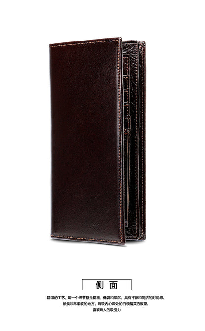 Men's long wallet, genuine cowhide leather, coin purse, card holder, business wallet for men 