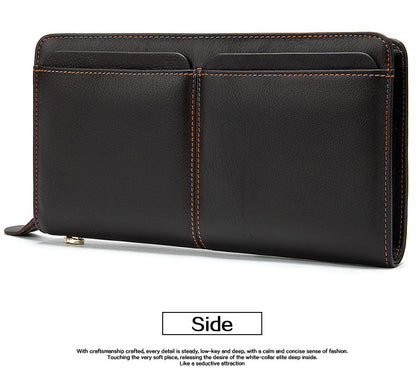 Men's long wallet cowhide clutch bag business wallet for men 