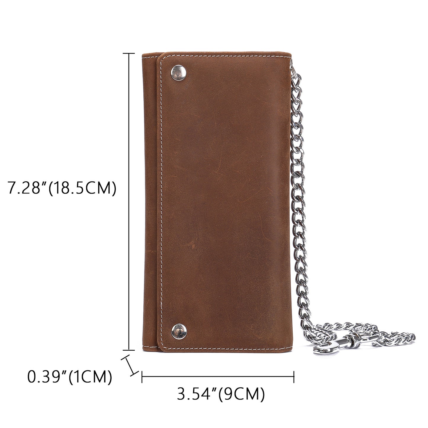 Men's Long Wallet, Cowhide, Genuine Leather, Retro Chain, Multi-Card Holder, Anti-Theft Wallet, Men's Wallet Wrist Bag 