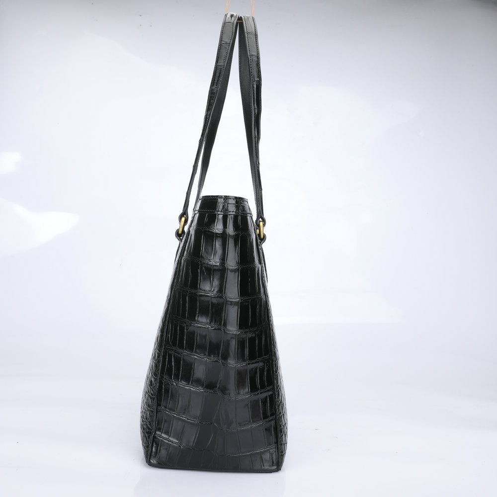 Big ladies bag crocodile skin bag genuine leather bag fashion large capacity armpit bag shoulder bag