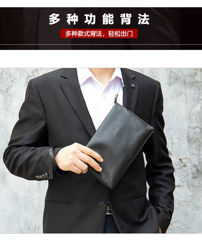 Men's wallet clutch bag made of cowhide genuine leather Korean fashion business soft leather large capacity wrist bag 