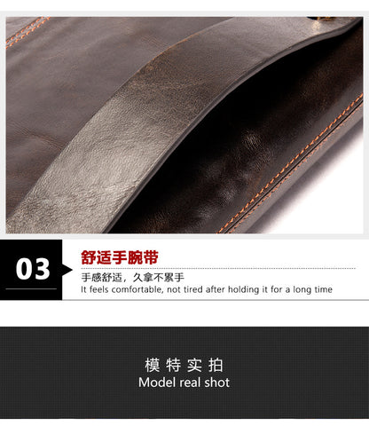 Men's Long Wallet Large Capacity Korean Fashion Genuine Cowhide Leather Card Holder RFID Anti-Theft Clutch Bag Men's Handbag 