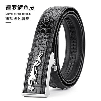 Men's Belt Siamese Crocodile Skin Genuine Leather Automatic Buckle Casual Men's Belt 