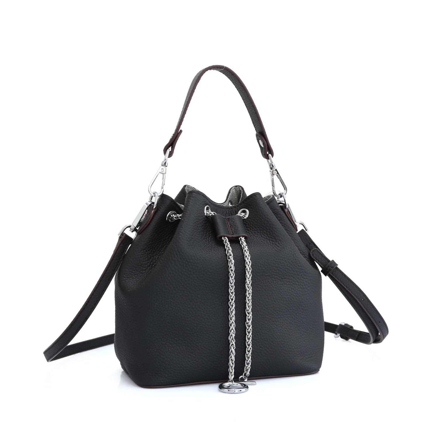 Cowhide Casual Bucket Bag Genuine Leather Women's Bag Band Genuine Shoulder Bags Shoulder Bag