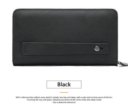 Men's long wallet cowhide clutch bag business casual fashion retro card holder men's wallet 