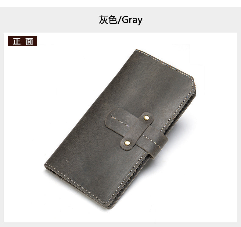 Men's long wallet made of cowhide genuine leather RFID anti-theft brush large capacity card bag for men 