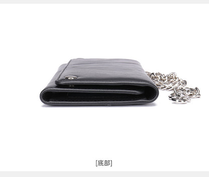 Men's Long Wallet, Cowhide, Genuine Leather, Retro Chain, Multi-Card Holder, Anti-Theft Wallet, Men's Wallet Wrist Bag 