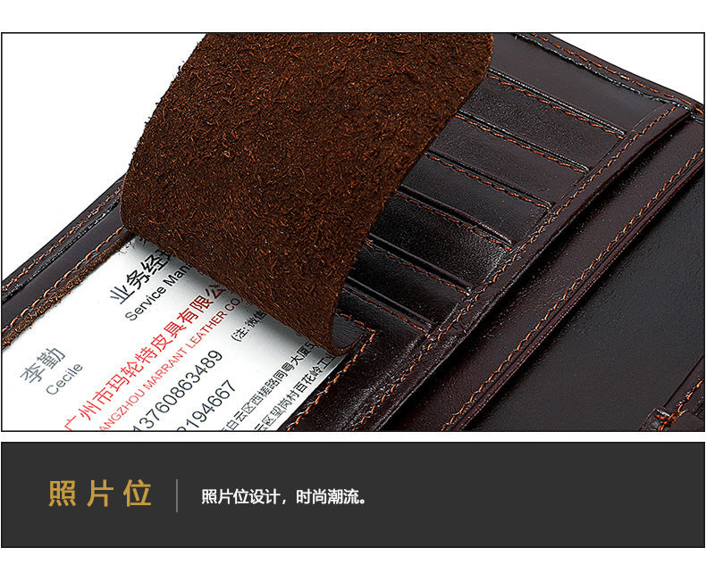 Men's long wallet, genuine cowhide leather, coin purse, card holder, business wallet for men 