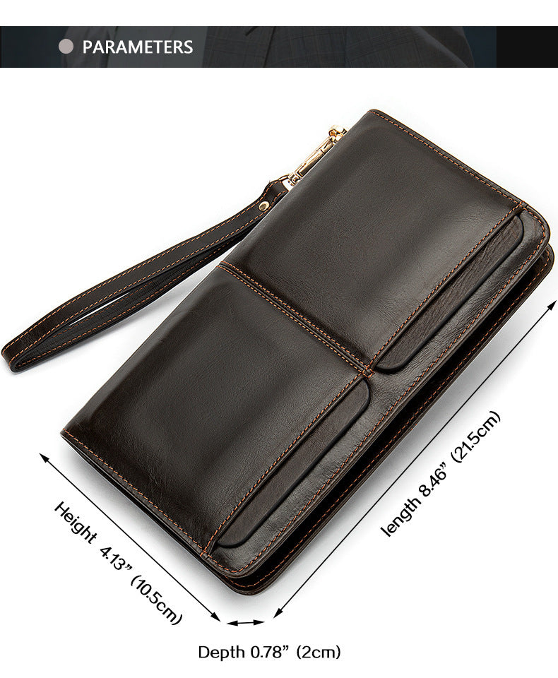 Men's long wallet cowhide clutch bag business wallet for men 