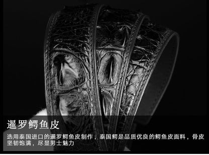 Men's Belt Siamese Crocodile Skin Genuine Leather Needle Buckle Casual Business High Quality Men's Belt 