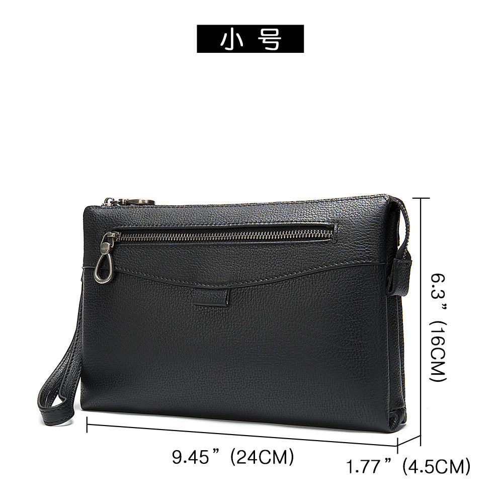 Men's Wallet Genuine Cowhide Leather Clutch Bag Business Large Capacity Wrist Bag Men's Handbag 