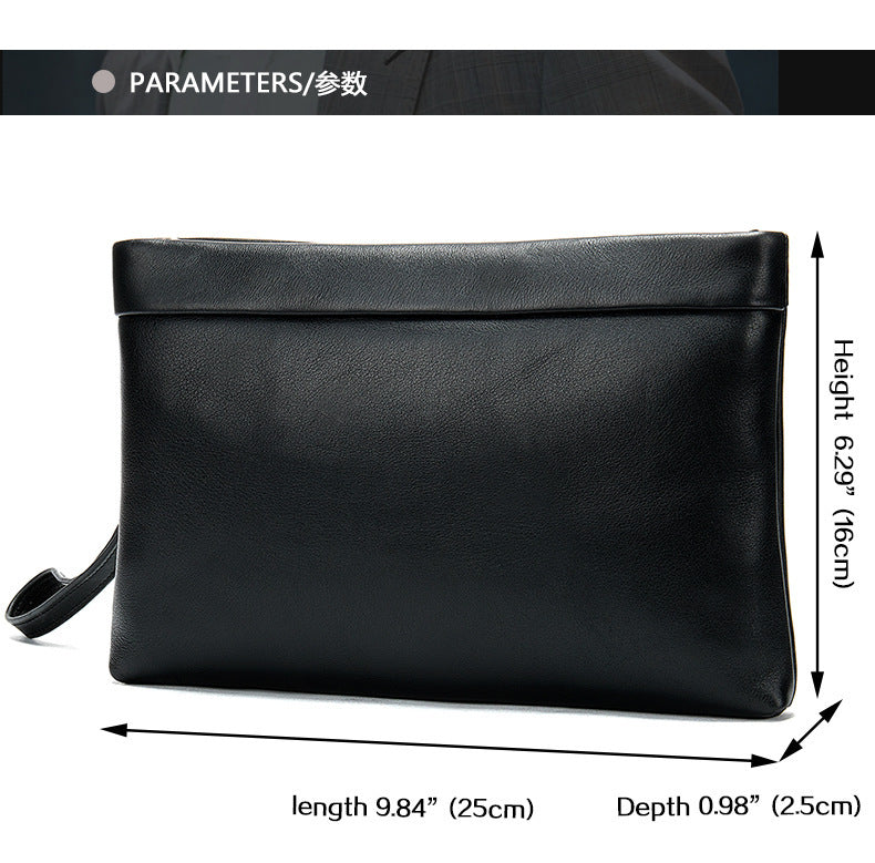 Men's clutch bag cowhide genuine leather Korean fashion business large capacity men's handbag 