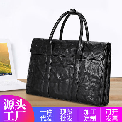 Men's handbag, genuine cowhide leather, high quality, large capacity, briefcase, handbag for men 