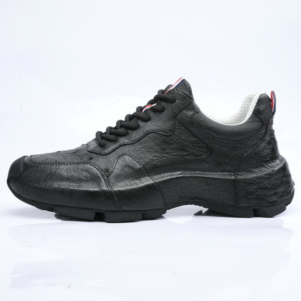 2023 New Ostrich Skin Men's Shoes Genuine Leather Luxury Fashion Casual Sports Shoes 