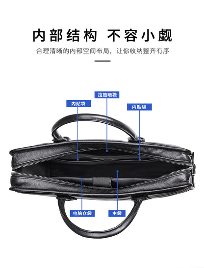 メンズハンドバッグ 牛皮本革製 斜めがけ手提げかばん ビジネス 大容量 ブリーフケース パソコンバッグ
