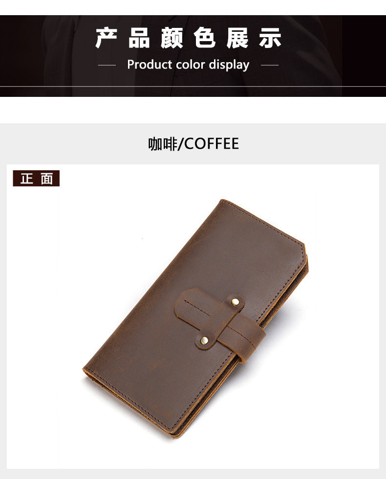 Men's long wallet made of cowhide genuine leather RFID anti-theft brush large capacity card bag for men 