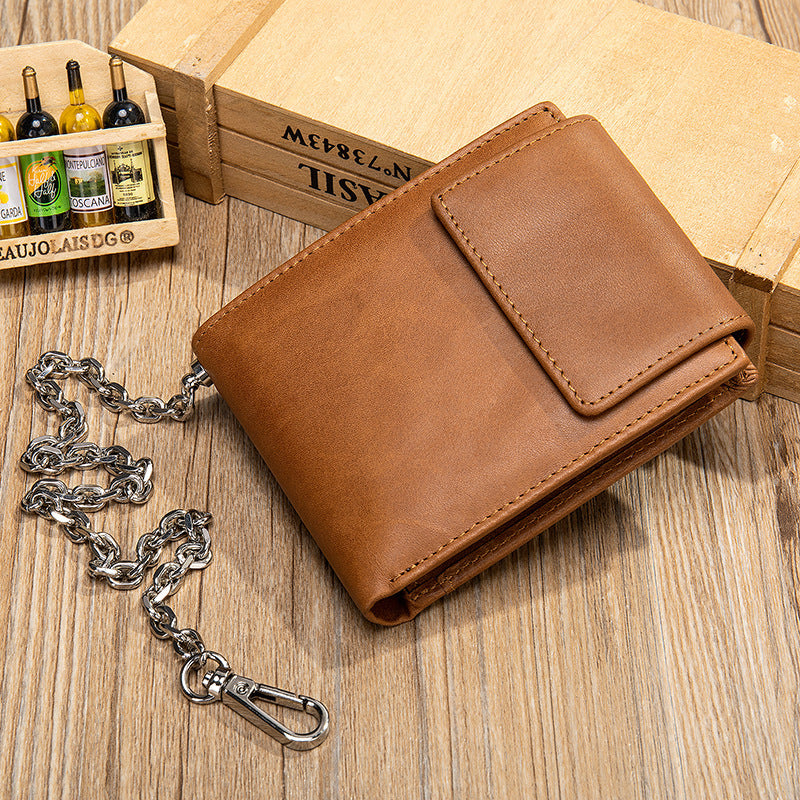 Men's short wallet genuine cowhide leather retro multifunctional men's wallet 