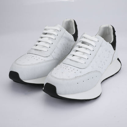 2023 New Ostrich Skin Men's Casual Shoes Genuine Leather Fashion Anti-Slip Sneakers 