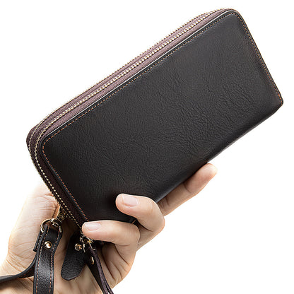 Men's long wallet double zipper card bag coin purse card holder business wallet for men 