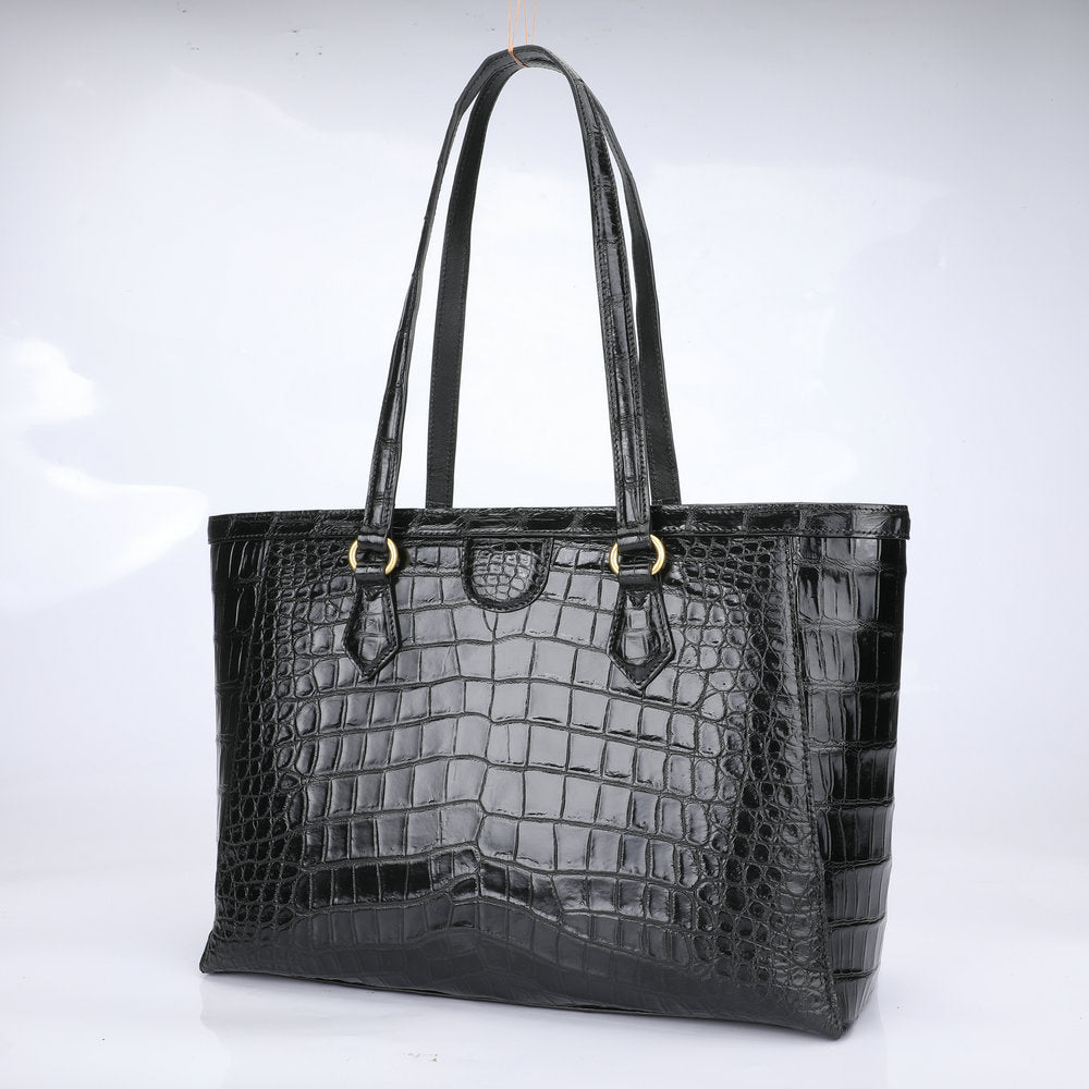 Big ladies bag crocodile skin bag genuine leather bag fashion large capacity armpit bag shoulder bag