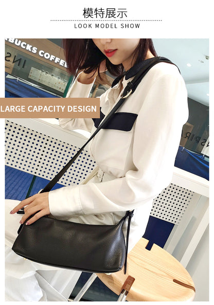 Cowhide bag armpit bag retro shoulder bag women trendy diagonal shoulder bag fashion