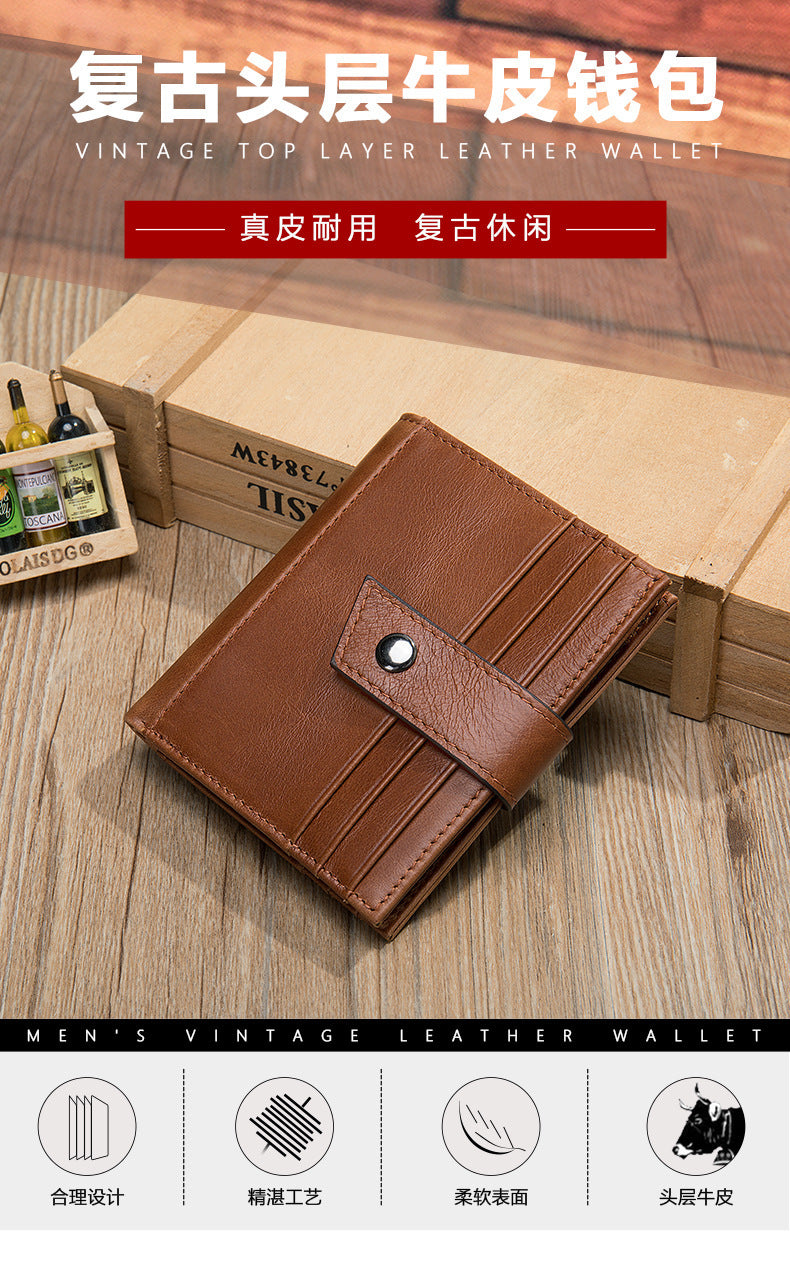 Men's Wallet Genuine Cowhide Leather Card Bag RFID Thin Men's Wallet