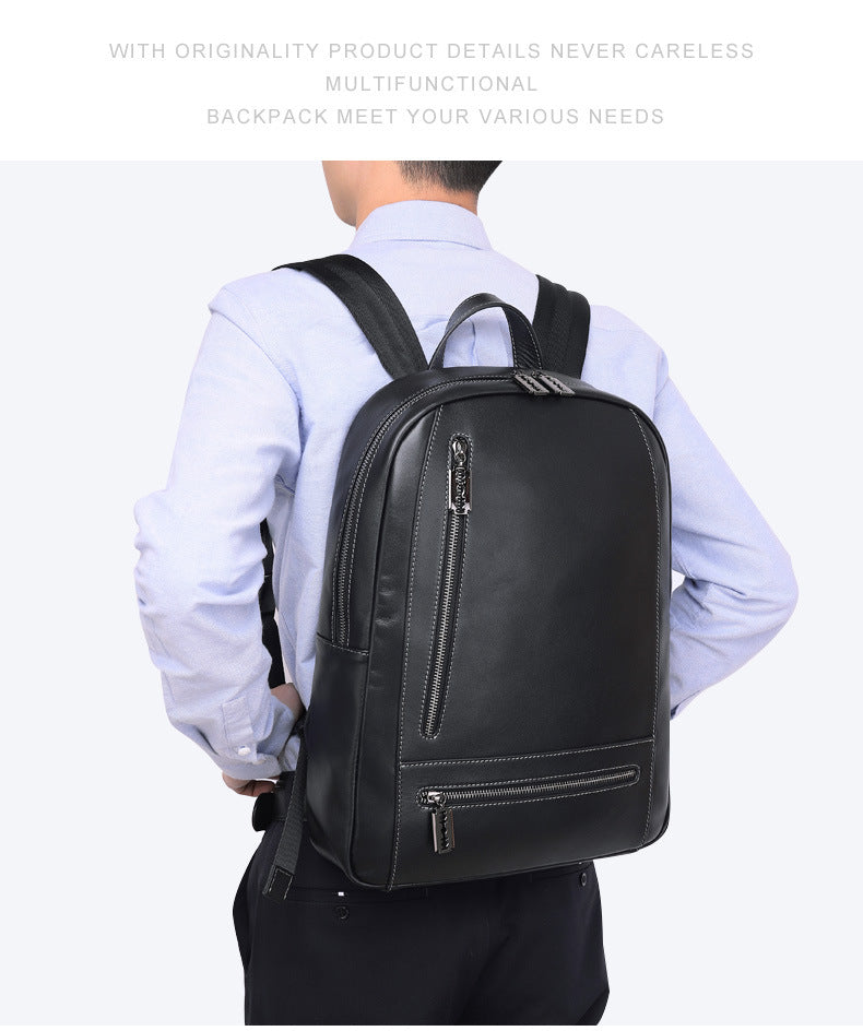 Men's backpack made of genuine cowhide leather, large capacity, multi-functional, business casual, fashion, computer bag 