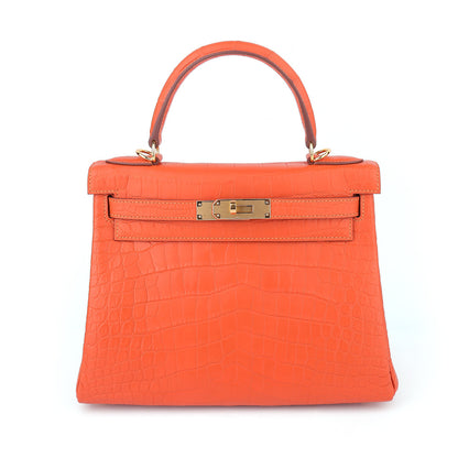 Hand-stitched wax thread ladies bag matte crocodile leather women bag fashion handbag Kelly bag