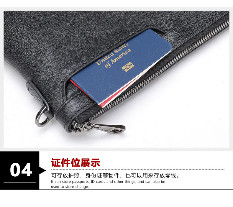 Men's Clutch Bag Cowhide Genuine Leather Korean Fashion Business Men's Wrist Bag 